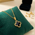 Black Enamel Clover Necklace