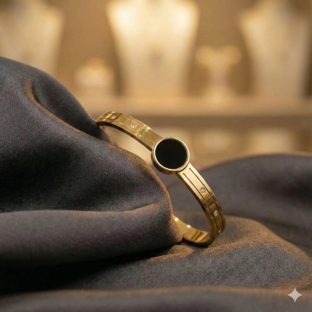 Black Golden Orbit with Gem Bangle