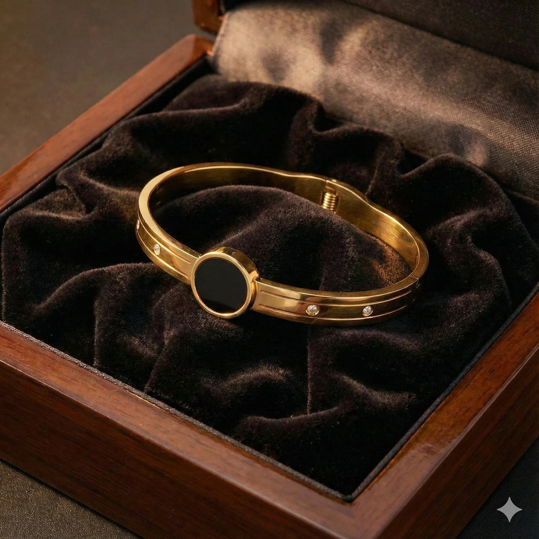 Black Golden Orbit with Gem Bangle