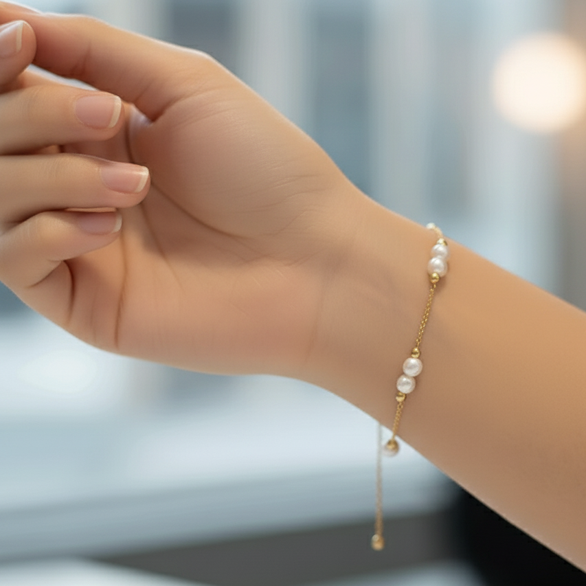 The Pearl Drop Bracelet - Delicate Beaded Chain