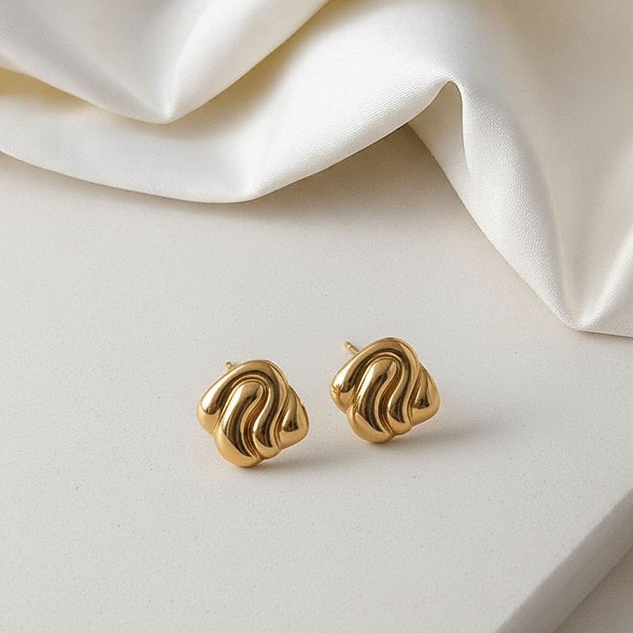 The Bold Baroque - Sculptural Gold Stud Earrings