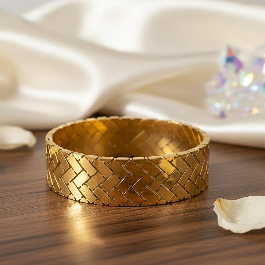 Gold Woven Cuff Bracelet