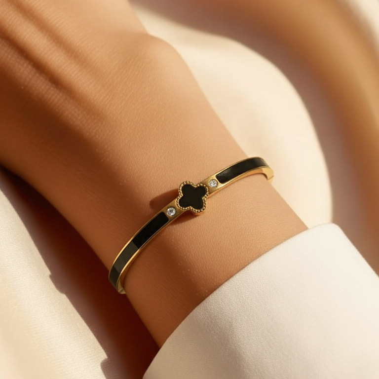 The Luxe Enamel - Black Clover Bangle
