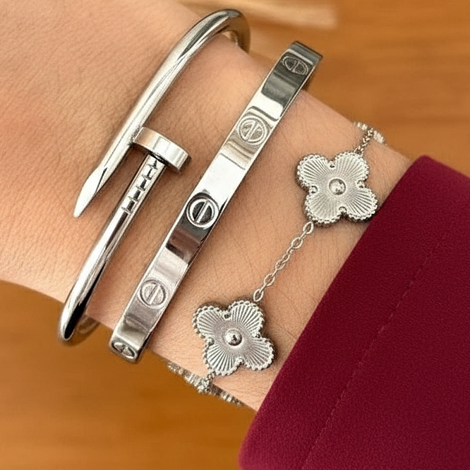 Silver Triple Bracelet Stack