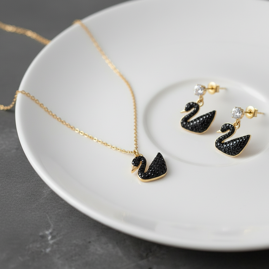 Swan Duck Necklace set with Tops