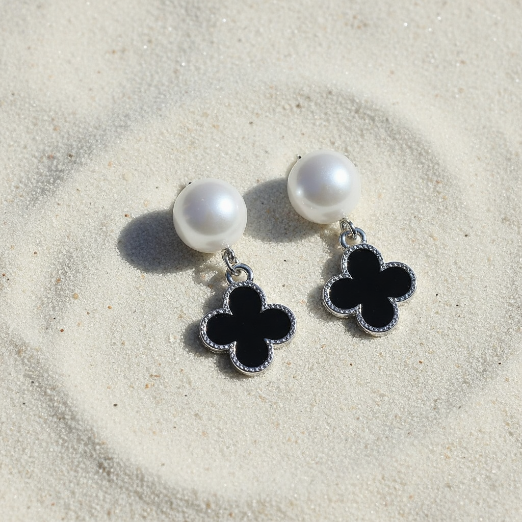 The Black Clover - Pearl Drop Earrings