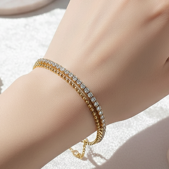 The Duet Stack Bracelet - Beaded Chains