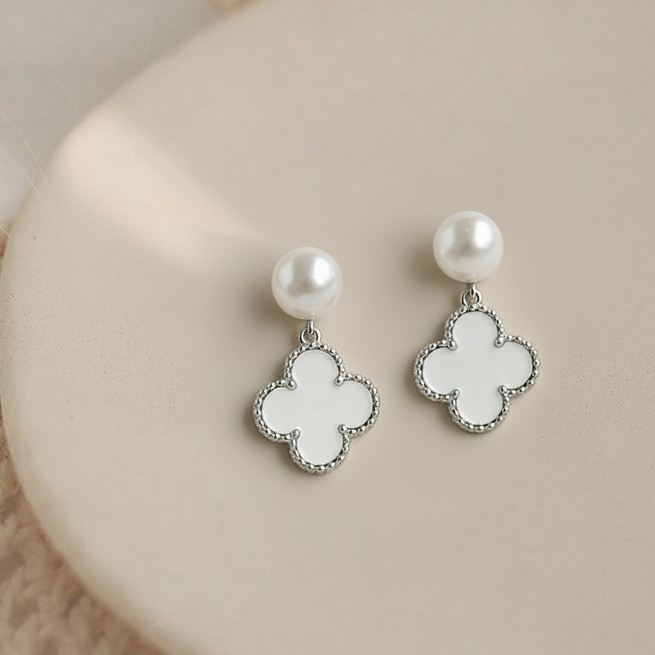 The White Clover - Pearl Drop Earrings