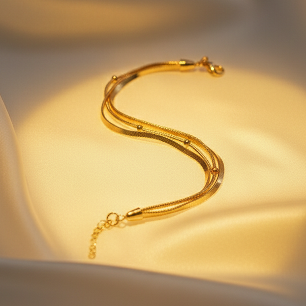 The Layered Lux - Snake Chain Beaded Bracelet