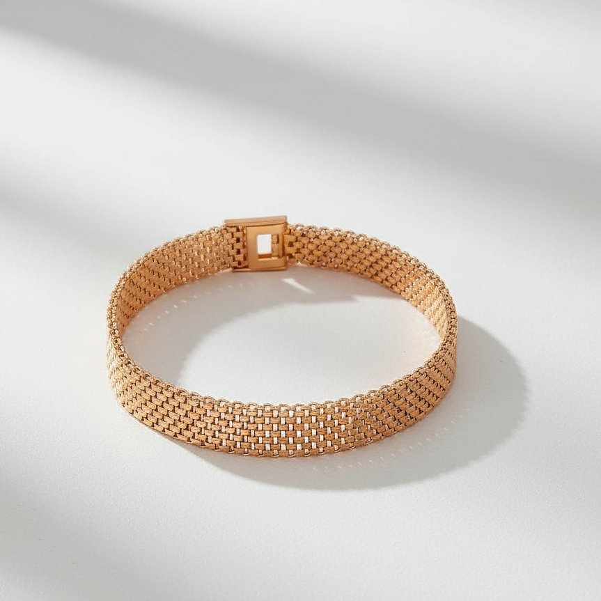 Gold Mesh Weave Bracelet