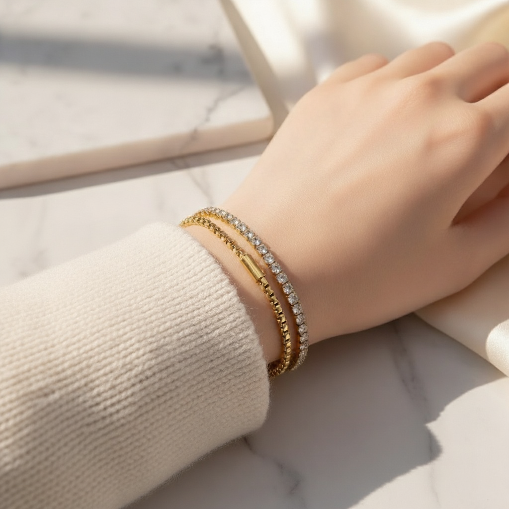 Dual Layer Gold Crystal Bracelet