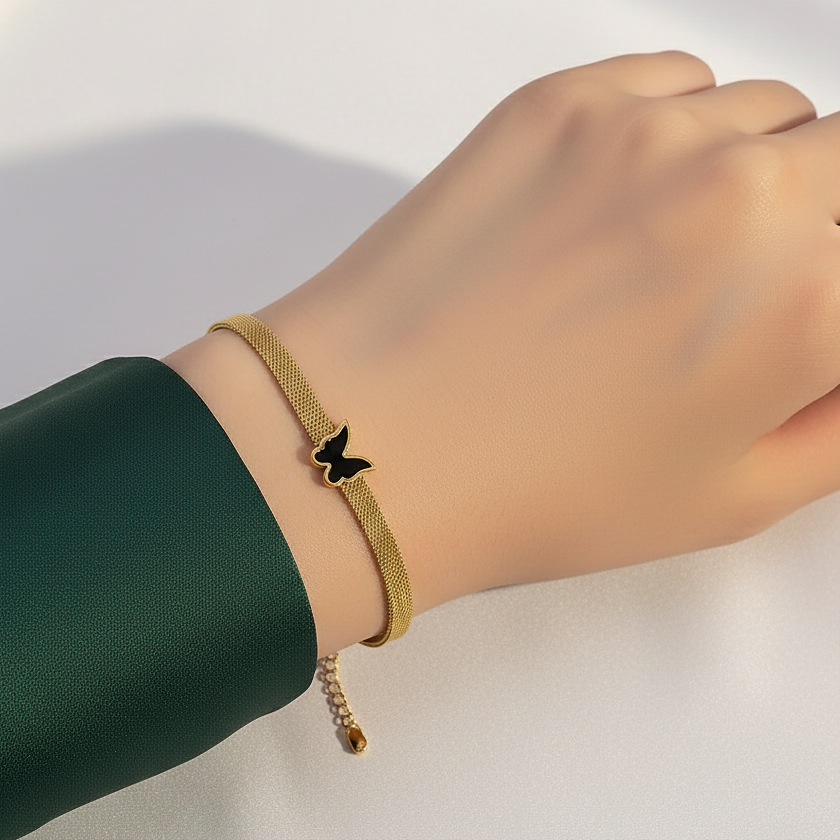 The Golden Flutter - Mesh Butterfly Bracelet