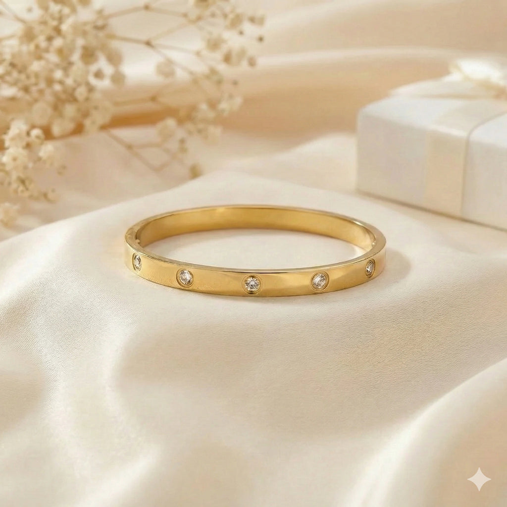 Golden Luxury Gem Bangle
