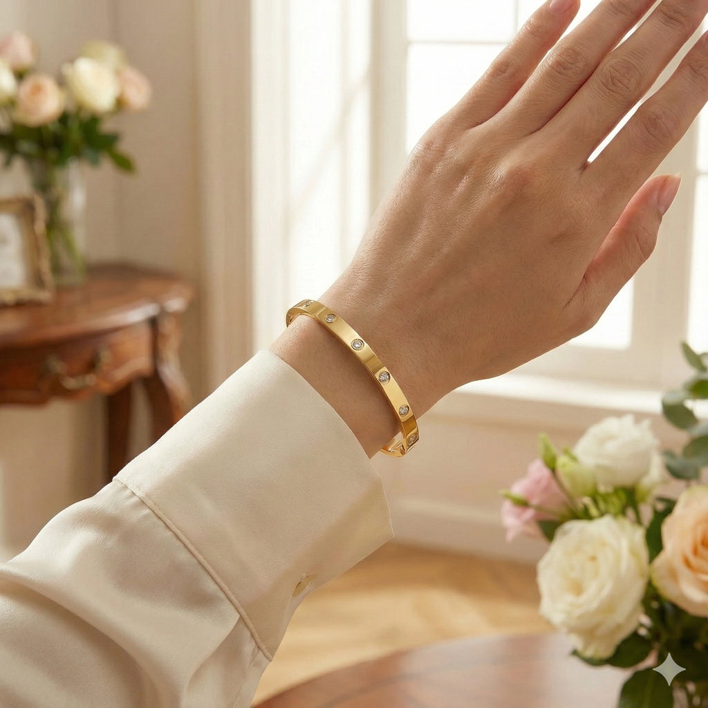 Golden Luxury Gem Bangle