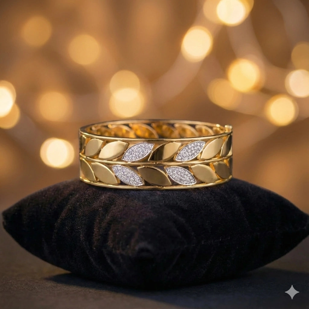 Golden Leaf Luxury Cuff Bangle