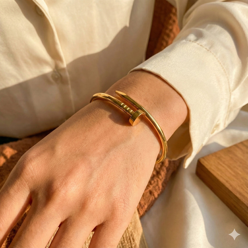 Nail Head Golden Bangle