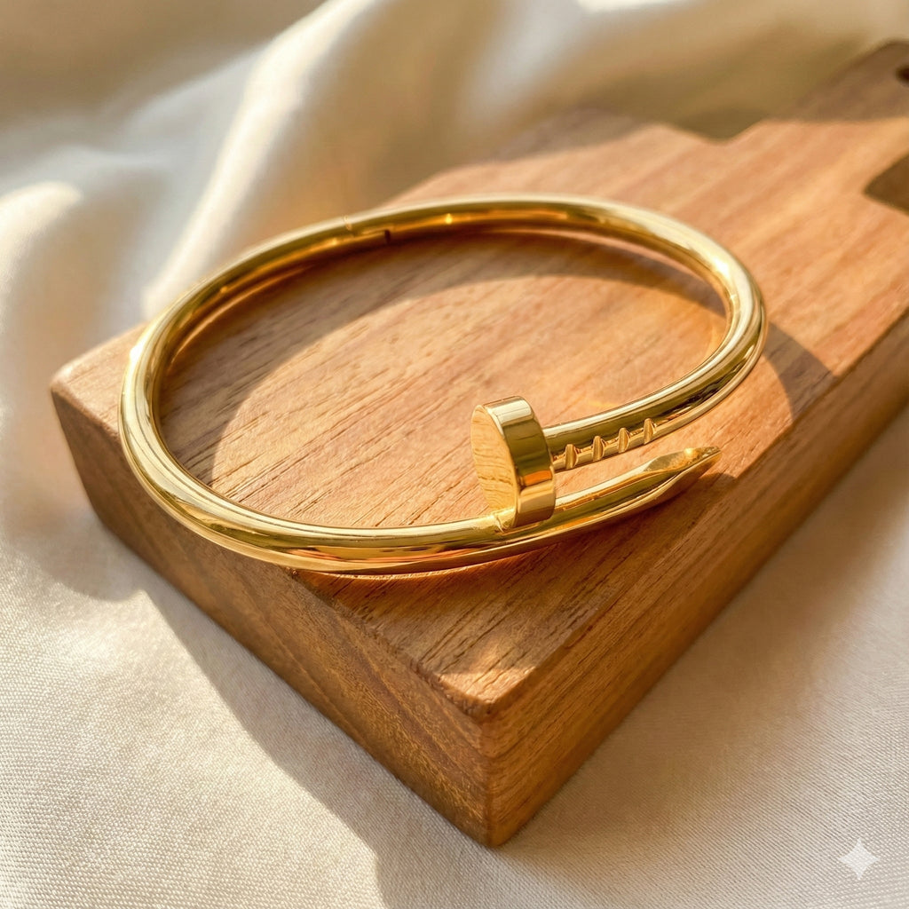 Nail Head Golden Bangle