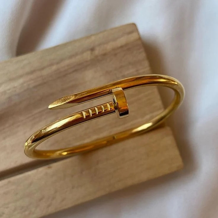 Nail Head Golden Bangle