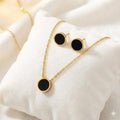 The Black Enamel Duo Set - Necklace and Stud Earrings
