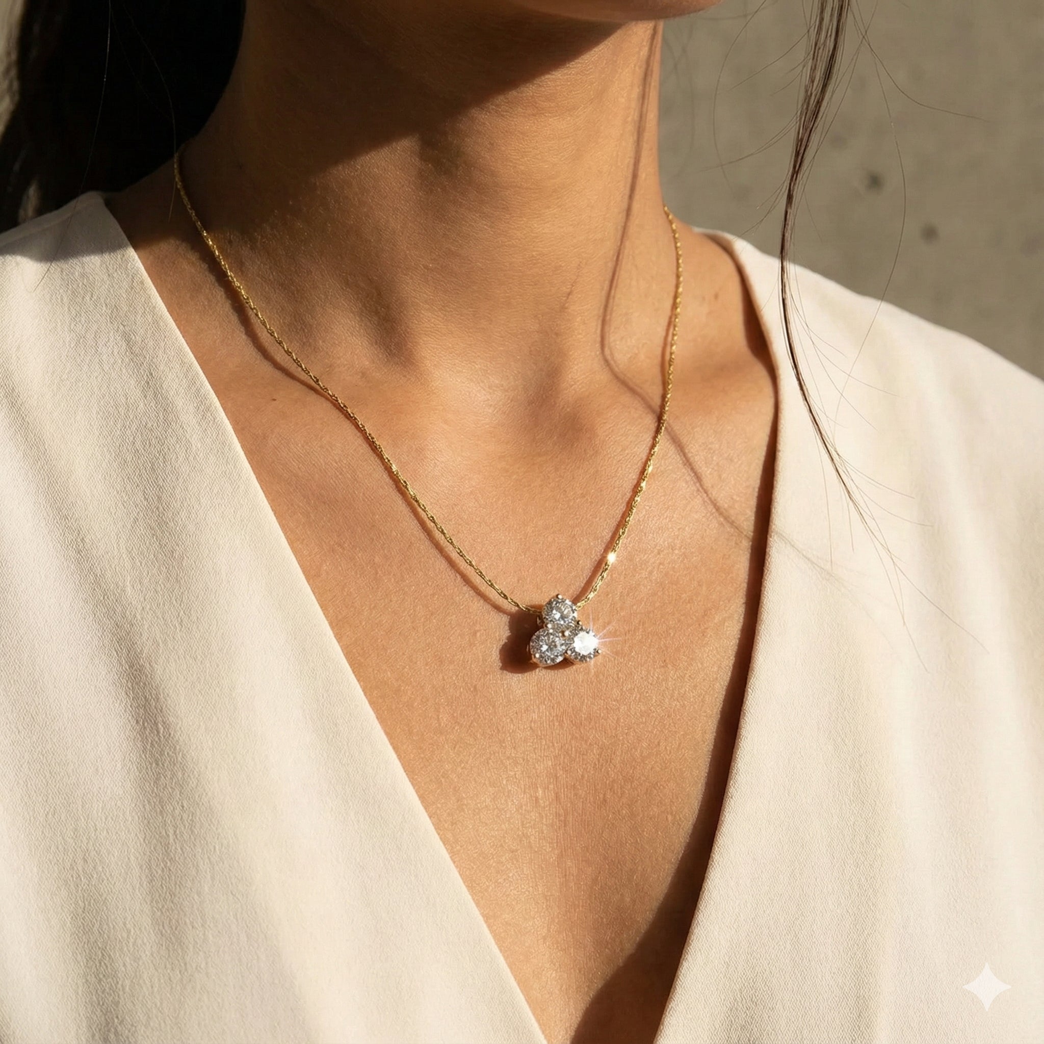 Trio Crystal Pendant Necklace