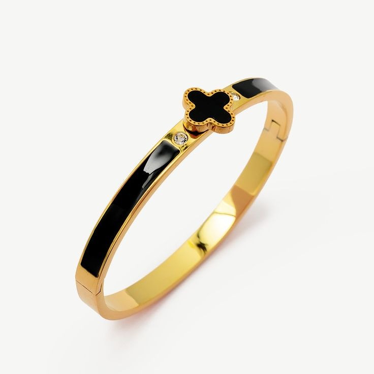 The Luxe Enamel - Black Clover Bangle