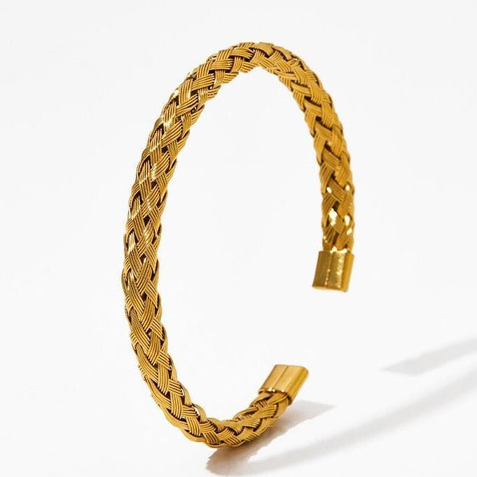 The Golden Braid - Woven Mesh Cuff Bangle
