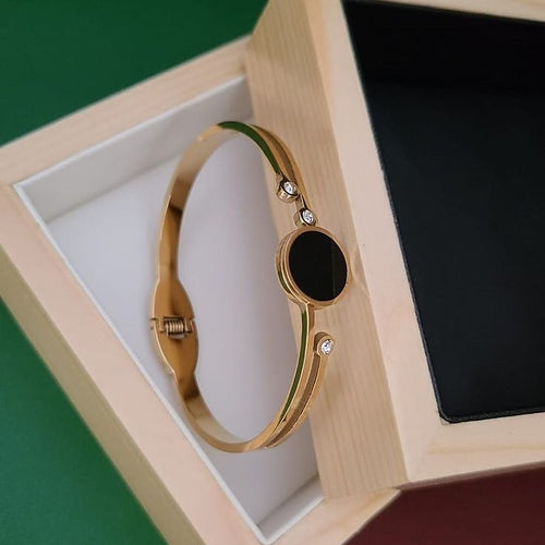 The Orbit Cuff - Minimalist Black Enamel Bangle