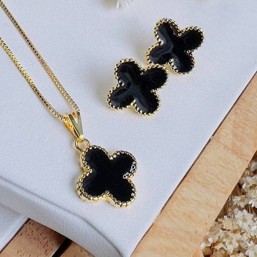 Luxury Black Clover Necklace Combo | Necklace + Tops Set