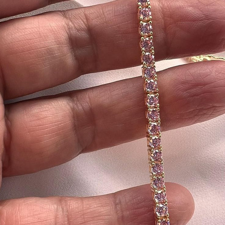 Pink Crystal Tennis Bracelet